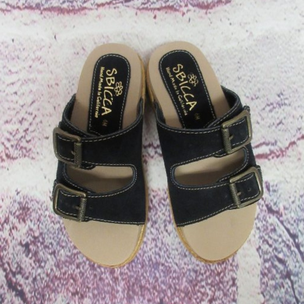 Black Sandals Size 6 Slides Buckles Illia …